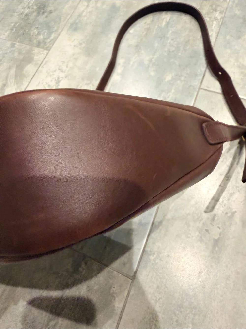 Madewell Brown Leather Crescent Crossbody travel Shoulder Bag Zip Top day bag